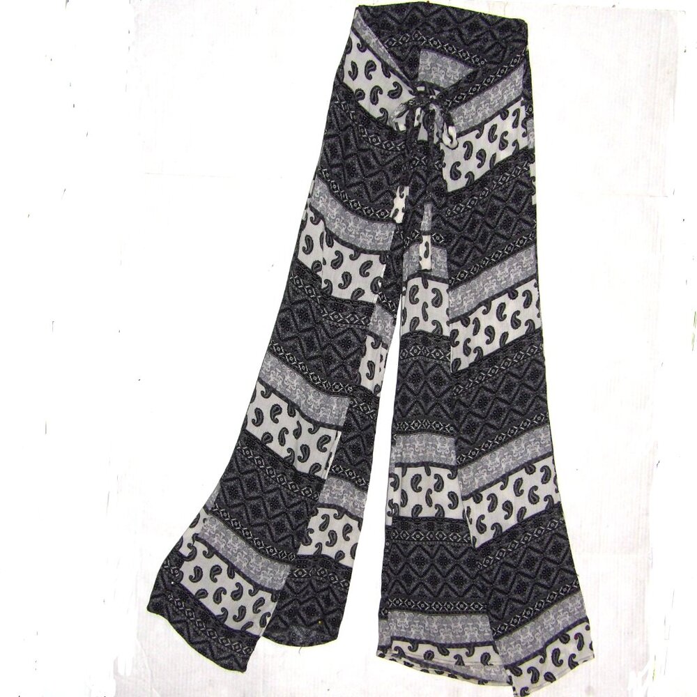A'gaci Black And White Paisley Print Wide Leg Pants Women Size Medium